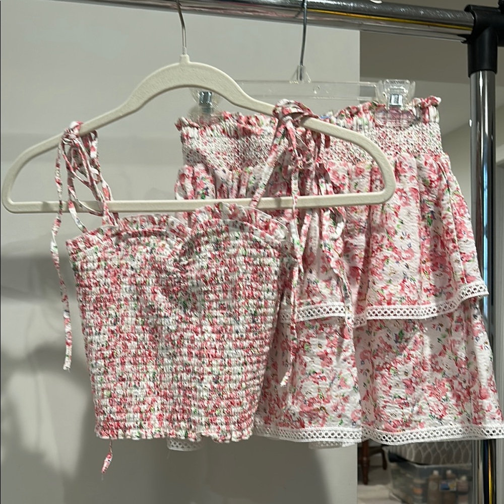 Floral Pink top and skirt